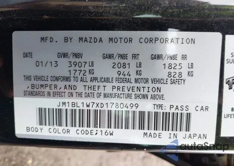 2013 Mazda Mazda3 I Grand Touring from USA, damaged, VIN JM1BL1W7XD1780499